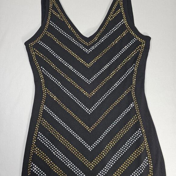 Carmen Marc Valvo Black and Gold Sequin Dress Size Small - Picture 2 of 12